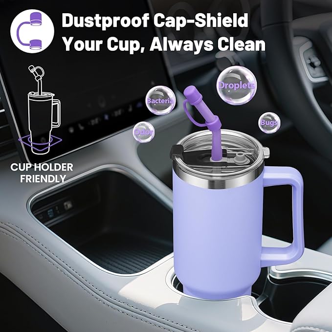 40oz Tumbler Cups with Lid and Straw - Travel Mugs Insulated for Hot and Cold Drinks, Hydro Thermal Coffee Jug Fits in Car Cup Holder, Metal Water Bottle for Women Men
