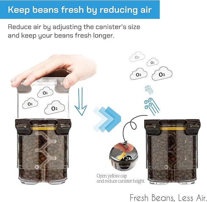 Size Adjustable Coffee Canister - Airtight Storage Container for Coffee Beans and Grounds, Tea, Spice (Small)