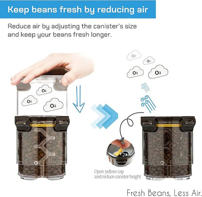 Size Adjustable Coffee Canister - Airtight Storage Container for Coffee Beans and Grounds, Tea, Spice (Small)