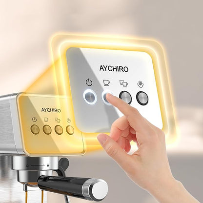 Espresso Machine with Steam Milk Frother,20 Bar Stainless Steel Coffee Maker for Latte & Cappuccino,Detachable Water Tank/Drip Tray, Hot Water Function for Home & Office Use