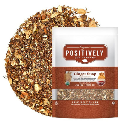Organic Positively Tea Company, Ginger Snap Rooibos Tea, Loose Leaf, 16 Ounce