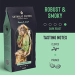 Load image into Gallery viewer, Catholic Coffee Sleeping St. Joseph | Decaf Dark Roast Whole Bean Coffee – Clove &amp; Prune Notes | 12oz Bag – Peaceful Catholic Gift for Evening Reflection