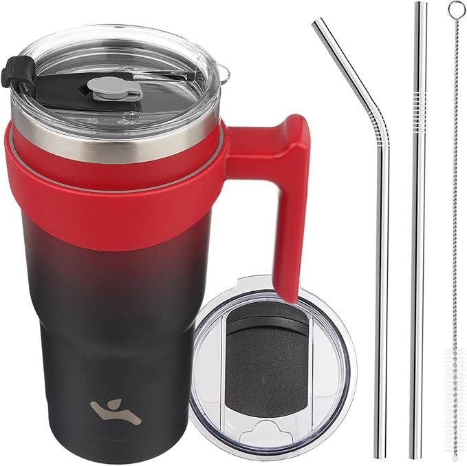 20 oz Tumbler with Handle and 2 Straw 2 Lid, Insulated Water Bottle Stainless Steel Vacuum Cup Reusable Travel Mug,Mystic Moon