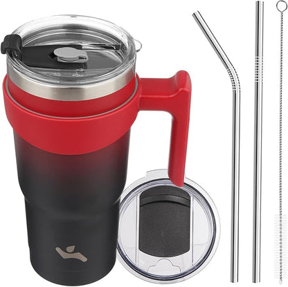 20 oz Tumbler with Handle and 2 Straw 2 Lid, Insulated Water Bottle Stainless Steel Vacuum Cup Reusable Travel Mug,Mystic Moon