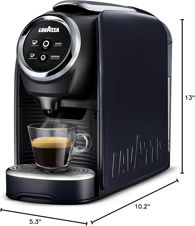 Lavazza BLUE Classy Mini Single Serve Espresso Coffee Machine LB 300, 5.3" x 13" x 10.2" 2 Coffee selections: simple touch controls, 1 programmable free dose and 1 pre-set