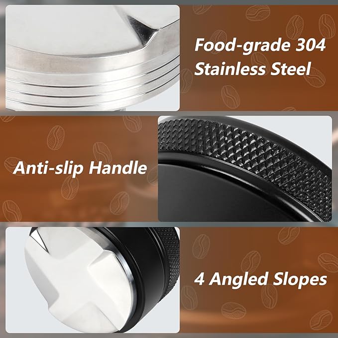 53mm Adjustable Espresso Coffee Distributor,Espresso Distribution Tool with 4 Angled Slopes Fits 54mm Bottomless Portafilter