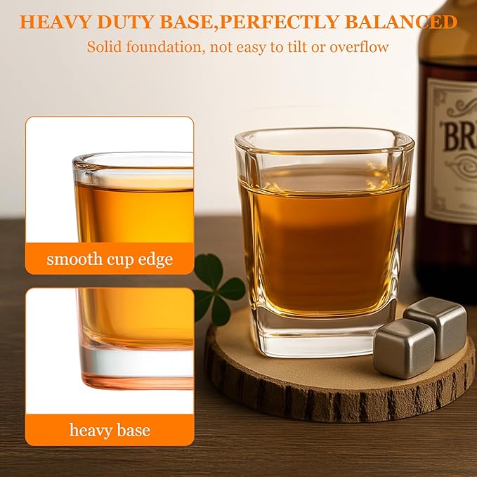 Ruckae 12 Pack 2 OZ Shot Glasses Set Gradient Colorful Shot Glasses Bulk with Heavy Base Square Glass Shot Cups for Vodka Tequila Whiskey Liquor