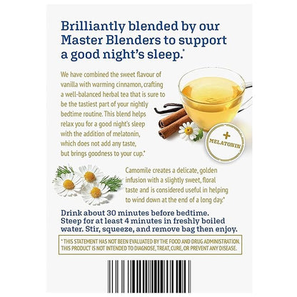 Twinings Superblends Sleep+ Herbal Tea with 1mg Melatonin Camomile, Cinnamon & Vanilla, Naturally Caffeine-Free, 16 Tea Bags (Pack of 2), Enjoy Hot or Iced