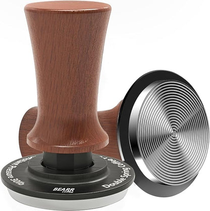 Espresso Coffee Tamper 58.35mm,Ebony Double Spring Coffee Tamper Spring Loaded,100% Stainless Steel Ripple Base,Constant 30lb,Compatible Coffee Machine Accessories (58.35mm)
