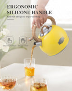 Load image into Gallery viewer, Tea Kettle for Stovetop, 2.7 Quart Loud Whistle Stovetop Teapots,Food Grade Stainless Steel Tea kettles for Stove Top with Anti-hot Ergonomic Handle,Suitable for All Heat Sources,Yellow