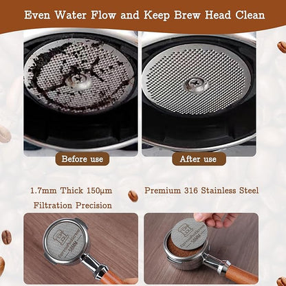 58mm Espresso Tamper Set - Spring-loaded Coffee Tamper, Adjustable Depth Espresso Distributor Leveler, Magnetic Dosing Funnel Aluminum Metal, Reusable Puck Screen, Fit for 58mm Portafilters