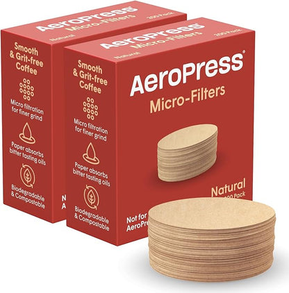 AeroPress Coffee Maker Natural Paper Micro-Filters – Round Replacement Coffee Filters, Unbleached, Compostable Paper Filters, Fits Standard Size AeroPress Coffee Makers, 2 Pack (400 Count)