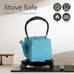 Load image into Gallery viewer, Cast iron Teapot, Tea Kettle for Stovetop Safe with Stainless Steel Infuser,Japanese Hand-made Square Tea Pot Coated with Enameled Interior for 27oz,780ml Blue