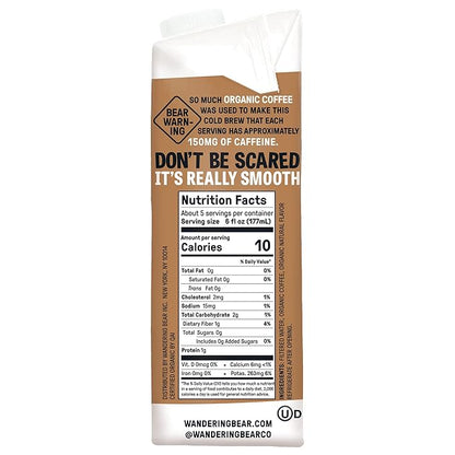 Wandering Bear Organic Cold Brew Coffee, Variety Pack, 32 fl oz (3pk - Black, Mocha, Vanilla) - Extra Strong, Bold, Smooth, Unsweetened, Shelf-Stable, Ready to Drink, Iced Cold Brewed Coffee Drinks