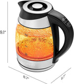 Load image into Gallery viewer, Chefman Electric Kettle with Temperature Control, 5 Presets LED Indicator Lights, Removable Tea Infuser, Glass Tea Kettle &amp; Hot Water Boiler, 360° Swivel Base, BPA Free, Stainless Steel, 1.8 Liters