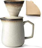Load image into Gallery viewer, Pour Over Coffee Maker, Ceramic Coffee Dripper 20oz/620ml, with 50 pcs V60 Paper Filter, Drip Coffee Brewer, Vintage-Style (white, 1)