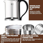 Load image into Gallery viewer, 4 Cup Glass Transparent Moka Pot Stainless Steel Uncoated Stovetop Espresso Maker Italian Coffee Makers Mocha Greca Machine Cafe Classic Induction Cookers for Home Camping 220ml