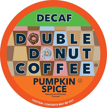 Pumpkin Spice Medium Roast Flavored Decaf Coffee Pods for Keurig K-Cup Makers from Double Donut, 96 Capsules