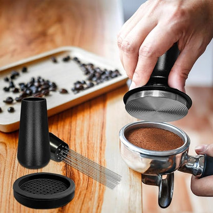 53mm Coffee Espresso Tamper Set, 22PCS Espresso Machine Accessories with Espresso Tamper, WDT Tool, Coffee Stirrer, Frothing Pitcher, Latte Art Pen, Tamper Mat, Coffee Stencils for Espresso Machine