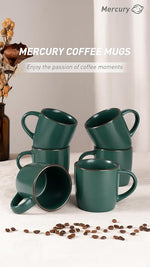 Load image into Gallery viewer, famiware Mercury Coffee Mugs 13 oz, Coffee Mugs Set of 6 with Handle, Cups for Latte, Hot Tea, Cappuccino, Mocha, Cocoa, Dark Green