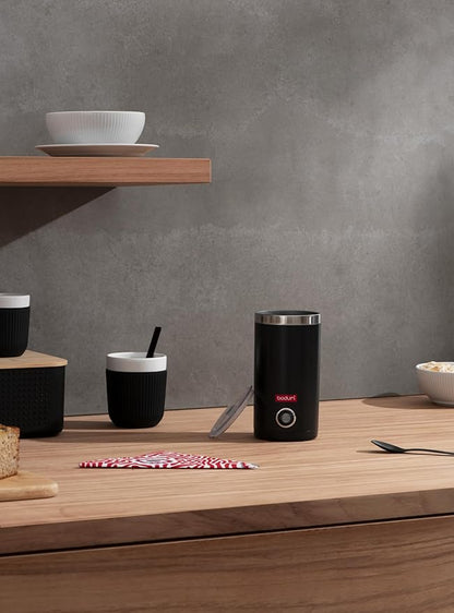 Bodum Electric Milk Frother Black 10oz | Non-Stick Interior | Stainless Steel Body | Auto Shut-Off | Pack of 2