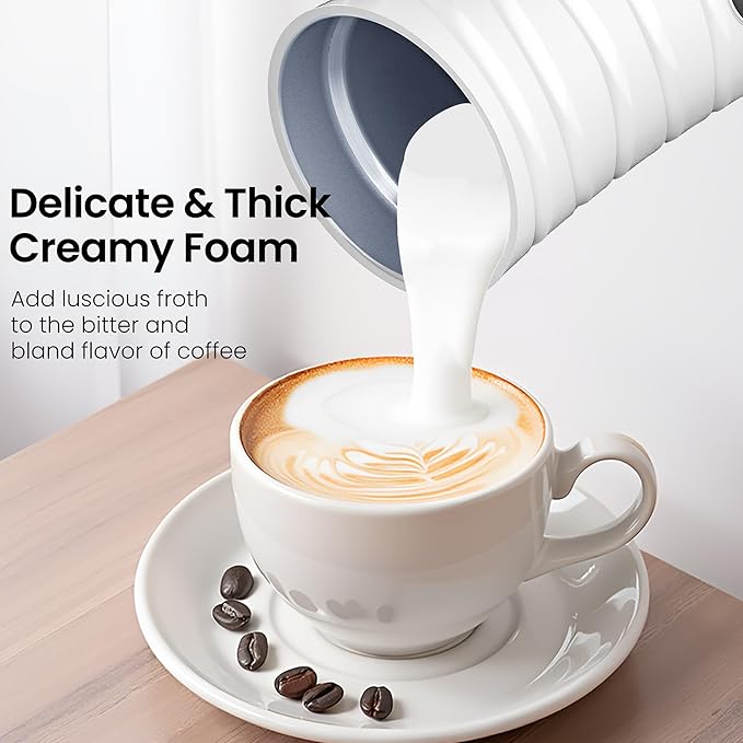 Milk Frother, SAIBOKE 4-in-1 Electric Milk Steamer，Automatic Hot & Cold Foam Maker, 11.80oz/350ml Milk Warmer for Latte, Cappuccinos, Macchiato. Ultra-Quiet Working & Automatic Shut Off.