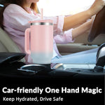 Load image into Gallery viewer, WETOWETO 40oz Tumbler with Handle | Insulated Stainless Steel Travel Mug | 34Hrs Cold &amp; 10Hrs Hot Retention | 100% Leakproof Lid &amp; Straw | Dishwasher Safe + Car Cup Holder Fit (Pink-Blue Gradient)