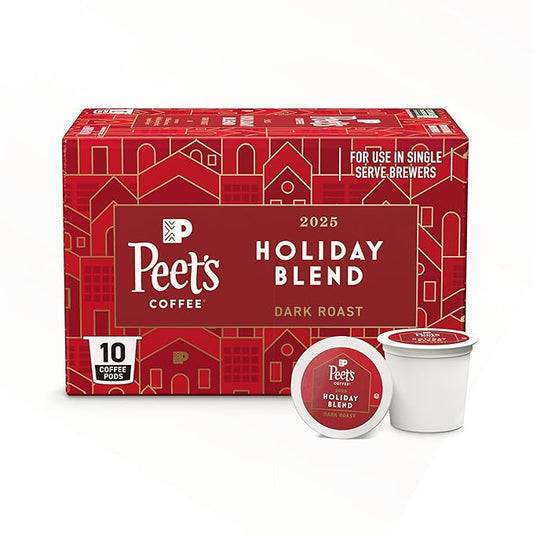 Peet's Coffee, Dark Roast Single Serve Coffee Pods - Holiday Blend 10 Count (1 Box of 10 Pods)