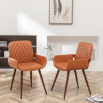 Load image into Gallery viewer, LUNLING Mid Century Modern Faux Leather Dining Chairs Set of 4,Orange Upholstered Seat,Metal Legs Kitchen Chair,Adjustable Foot for Kitchen Dining Room Desk Chairs