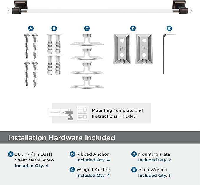 Amerock BH36064CORB | Clear/Oil-Rubbed Bronze Towel Bar | 24 in (610 mm) Towel Rack | Glacio | Bathroom Towel Holder | Bathroom Hardware | Bath Accessories