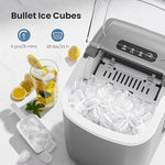 Load image into Gallery viewer, Portable Countertop Ice Maker Machine with Handle, 9 Bullet-Shaped Ice Cubes Ready in 6 Mins, 26Lbs/24H, Self-Cleaning Function with Ice Scoop and Basket for Home/Kitchen/Party (Grey)
