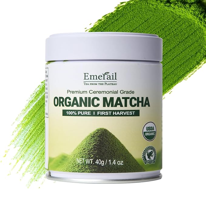 Emerail Organic Ceremonial Grade Matcha, Premium First Harvest Matcha Green Tea Powder, 100% Pure USDA-Certified, Sugar-Free Gluten-Free Vegan (40g / 1.4oz)
