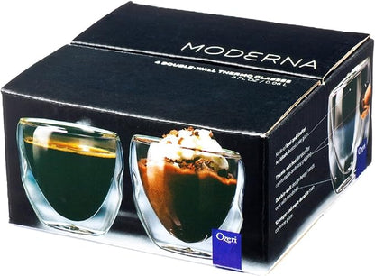Ozeri Moderna Artisan Series Double Wall Beverage and Espresso Shot Glasses, 2-Ounce, Set of 4