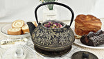Load image into Gallery viewer, Large Japanese Cast Iron Teapot Capacity 40Oz with Trivet and Loose Leaf Tea Infuser, Cast Iron Tea Kettle Stovetop Safe. Tetsubin Coated with Enamel Interior - Black Teapot