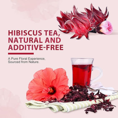Soeos Organic Hibiscus Flower Herbal Tea, 1lb (16oz), Whole Dried Petals, Bold Tart Flavor, Caffeine-Free & Naturally Refreshing, Perfect for Iced Tea, Hot Infusions, and Floral Blends
