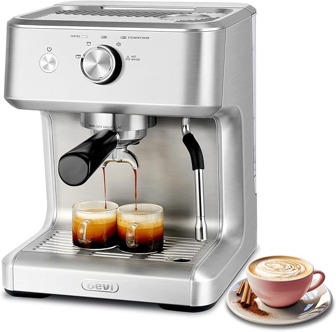 Gevi 58mm Commercial Grade Espresso Machine with PID Temp Control, Adjustable Shot/Temp, Powerful Steam Wand & Barista Kit - Ideal for Home & Café (EzBru 1000)
