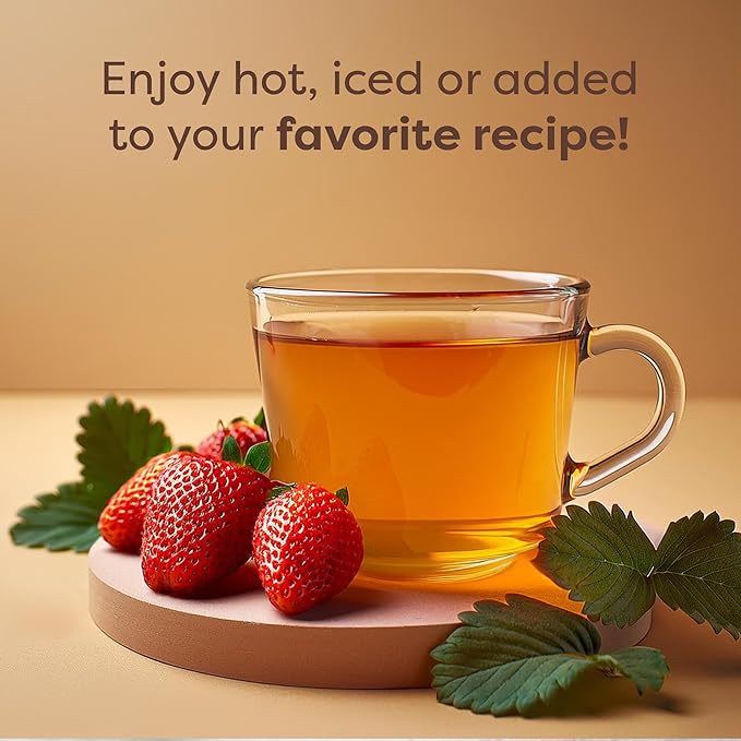 Waka Instant Green Tea Mix, Strawberry Flavored - 100% Tea Leaves, No Additives, Unsweetened Tea Powder in Bulk Pouch – Easy Quick Hot and Iced Teas, Up to 200 Cups (4.5oz)