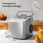 Load image into Gallery viewer, Portable Countertop Ice Maker Machine with Handle, 9 Bullet-Shaped Ice Cubes Ready in 6 Mins, 26Lbs/24H, Self-Cleaning Function with Ice Scoop and Basket for Home/Kitchen/Party (Grey)