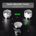 Load image into Gallery viewer, IKAPE Coffee Products, 51mm Coffee Distributor &amp; Hand Tamper, Adjustable Depth Espresso Distributor Fits All 51mm Espresso Portafilter, Compatible with Delonghi Bottomless Portafilter (White)