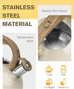 Load image into Gallery viewer, Teapot for Stovetop, 2.1 Quart Stove Top Whistling Tea Kettle, Teapot Kettles with Food Grade Stainless Steel and Wood Pattern Folding Handle, Suitable for All Heat Sources