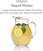 Load image into Gallery viewer, Mikasa Napoli Clear Glass Beverage Pitcher, 70 Ounce Capacity, Durable and Elegant Design for Serving Water, Iced Tea, or Cocktails