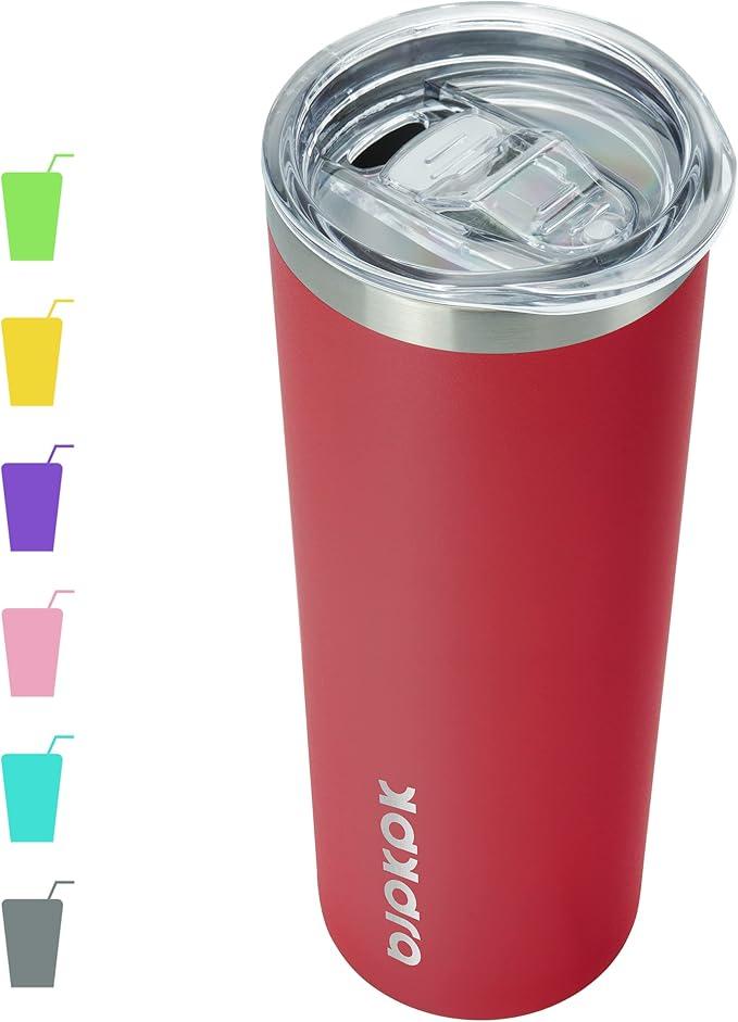 BJPKPK 20 oz Skinny Tumbler Stainless Steel Insulated Slim Straight Sublimation Coffee Tumblers Thermal Cup With Lid,Red