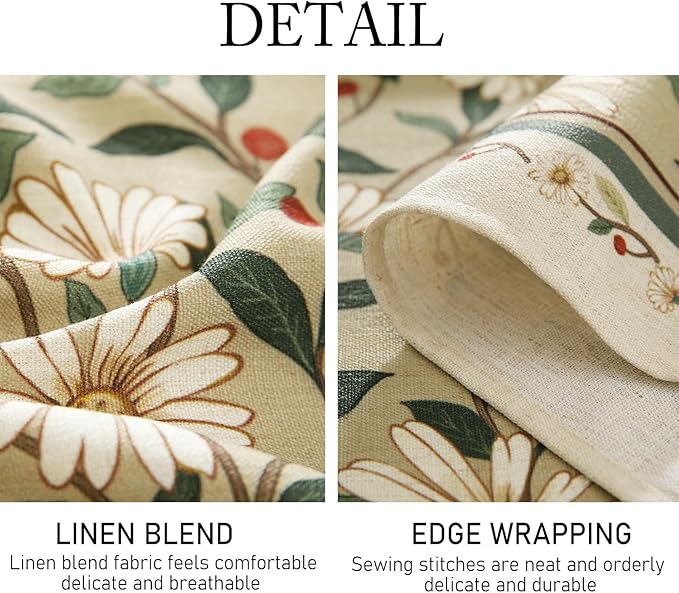 Designer Green Linen Square Table Cloth,Floral French Country Indoor Tablecloth,Stain Resistant Home Decor Tablecloths for Dining Kitchen Thanksgiving Christmas Party,67"*67"-Brune