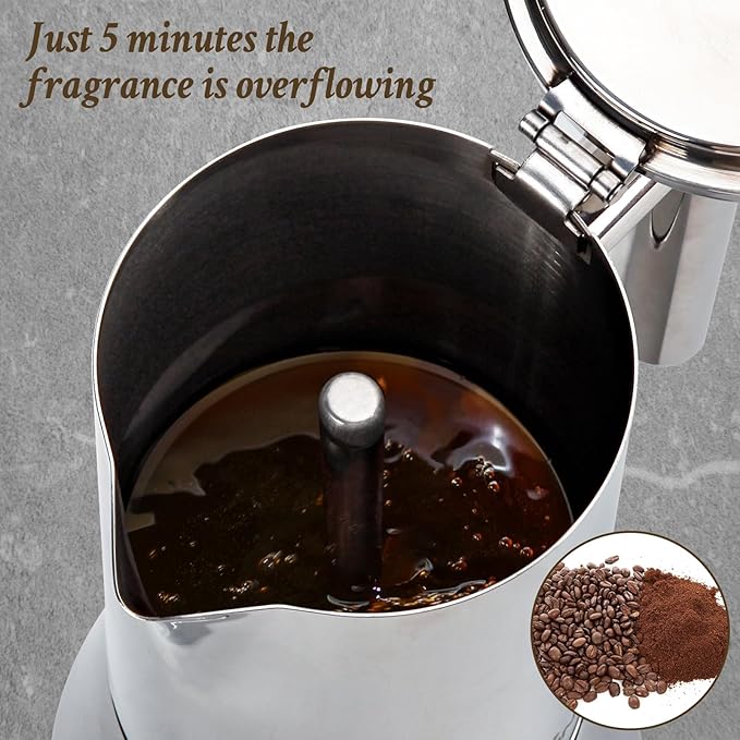 Stovetop Espresso Maker, 12Cup 17.5 oz Moka Pot, Stainless Steel Cuban and Italian Coffee Maker for Cafetera Cubana, Greca De Cafe Induction Stovetop Compatible, Coffee Gift for Home Travel