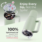 Load image into Gallery viewer, 40 oz Tumbler With Handle and Straw Made of Stainless Steel - Double Wall Vacuum Insulated Tumbler With Lid - Sweat Proof Easy Grip, BPA-Free, Dishwasher Safe Tumbler (Sea Sage)