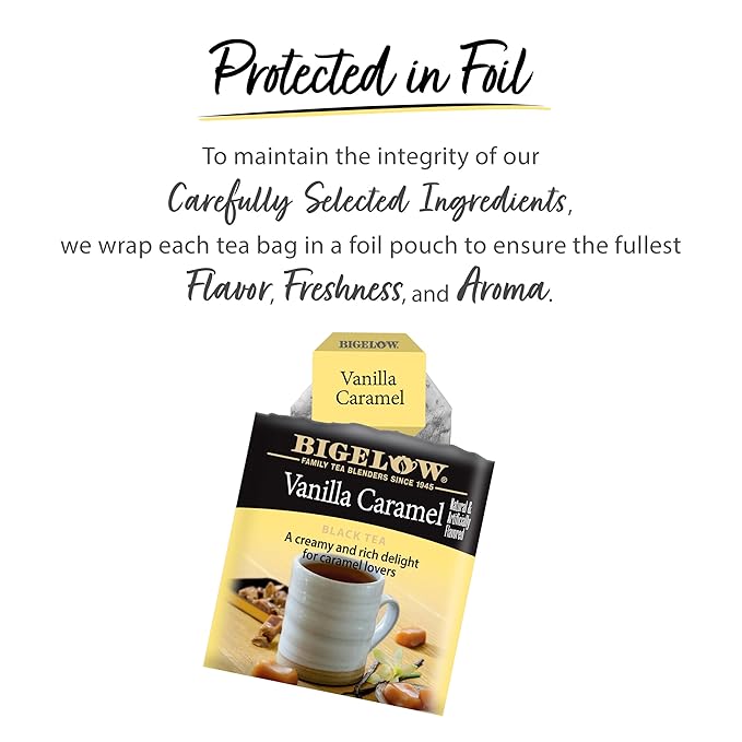 Bigelow Tea Vanilla Caramel Black Teabags Box, Caffeinated, 20 Count, Pack of 6