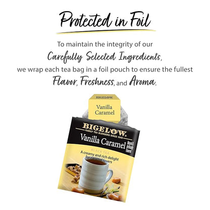 Bigelow Tea Vanilla Caramel Black Teabags Box, Caffeinated, 20 Count, Pack of 6