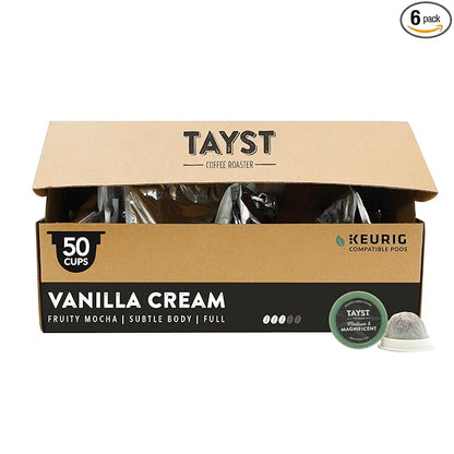 Tayst Coffee Pods, Vanilla Cream Medium Roast, K Cups Compatible with Keurig Coffee Maker, Sustainable Single Serve, Pack of 50