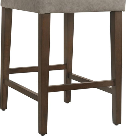 CHITA Counter Height Bar Stools Set of 3, 27" H Seat Height Upholstered Barstools, PU Leather in Stone Grey