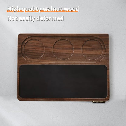 Bincoo Wooden Corner Coffee Tamper Mat,Espresso Tamper Station,Suit for 51-58mm Coffee Tamper Holder Pad for Baristas Protect Your Worktop(Wood 3 hole)